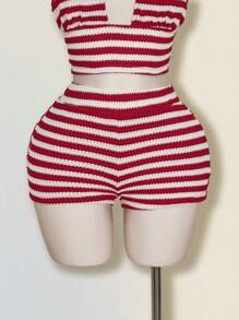 SHEIN ICON 2 buc/Set Set de pantaloni scurți și pantaloni scurți cu dantelă