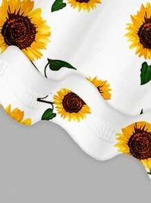 SHEIN EZwear Casual Minimalist Slim-Fit Sleeveless Maxi Dress, Sunflower Print, Suitable For Summer,Springbreak ,Brunch-Ready Summer Dresses For Women Boho Suitable For Going Out Chic Dress - Multicolor - View 4