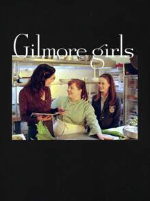 Gilmore Girls X SHEIN 女式字母与人物图案休闲圆领短袖 T 恤，夏季