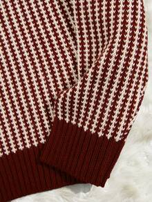 RueChic Men Square Designed Fashion Regular Sweater - Burgundy - View 5