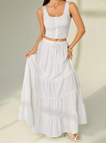 SHEIN Tall Women Two Pieces Outfits For Daily Wear - White - View 3