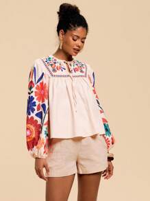 Travachic Women Long Sleeve Blouse, Fashionable For Summer,Summer,Beachwear,Easter,Beach,Spring Break,Vacation Women,Concert,BOHO,Bohemia,Music Festival,Tropical Vacation - Khaki - View 5