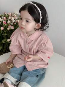 Dazy Kids Girl Toddler/Infant Casual Loose Woven Short Sleeve Top, Summer