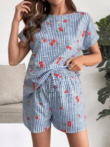 SHEIN Maternity Two Pieces Suits - Blue - View 1