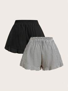 CosyJoli 大码女式抽绳腰全弹力休闲夏季短裤 - 彩色 - 查看 6