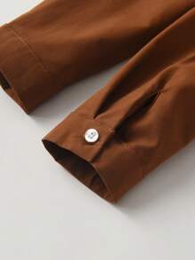 SHEIN 2pcs/Set Young Boy Embroidery Long Sleeve Shirt And Pants Gentleman Suit Chic Outfits For Autumn/Winter - Brown - View 5