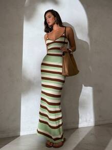 Aloruh Women's Spring/Summer New Knitted Crochet Crossed Backless Striped Bohemian Dress, Elegant Vacation Dress Summer Outfits For Women Ave Outfits Festival Rave Coachella Festival  Rave Outfits Festival Outfits For Women Country Concert Outfit Festival Outfits Sundress Western Clothes For Women Summer Dresses For Women Dresses For Women Summer Outfits For Women Vacation Boho