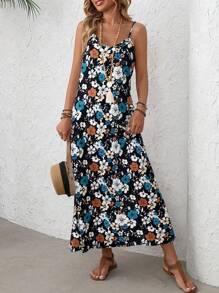 EMERY ROSE Women's Long Strap Dress, Fashionable For Summer - Black - View 6