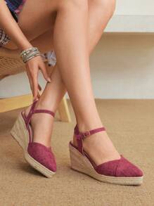 Styleloop Women's Woven Rope Platform Wedge Sandals, Vacation Style BOHO Chic Retro American Western Music Festival Party Thick Bottom Shoes