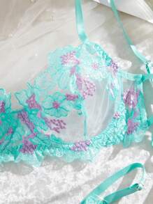 2pcs/Set Women's Colorful Sexy Lingerie Set - Green - View 5