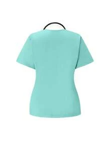 TaskEZ 1 Set Short Sleeve V-Neck Solid Color Top And Pants Uniform Scrub Set