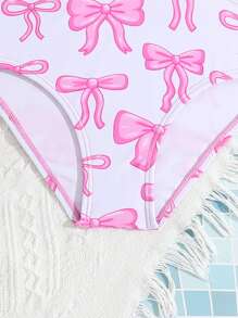 SHEIN 1 pieza Traje de baño de una sola pieza unicolor con hombro asimétrico y Bottom triangular para niñas jóvenes - Multicolor - Ver 4