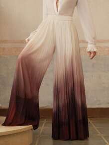 Anewsta 优雅渐变色褶饰女裤 - 彩色 - 查看 1