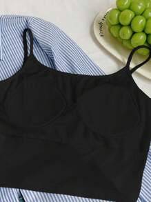Comfortcana Women's Casual Backless Camisole, Bra-Free, 95% Cotton - Black - View 9