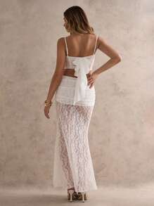 Glamine Damen Zweiteiler für den täglichen Gebrauch, Sommer Outfit für Frauen, weiße spitze sexy Urlaubs Zweiteiler, romantisches Date im Urlaub, Sommer Outfit für Frauen, 2-teiliges Set für Frauen, Urlaubs Outfit für Frauen, sexy Party - Weiss - Übersicht 1