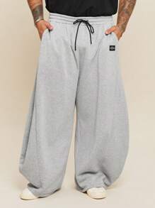 EASEVO Plus Size Men Casual Loose Knit Long Pants - Grey - View 3