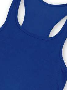 Manfinity Dauomo Men's Plain Round Neck Cropped Casual Sleeveless Blue Tank Top - Blue - View 4