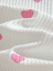 4pcs Set Newborn Soft Cozy White Textured Fabric Cute Heart Print Long Sleeve Romper, Pants, Headband, Baby Wrap Swaddle Sleepwear Set - White - View 11