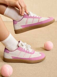 CUCCOO EASI 女士粉色刺绣蝴蝶结休闲运动鞋 - 粉色 - 查看 4