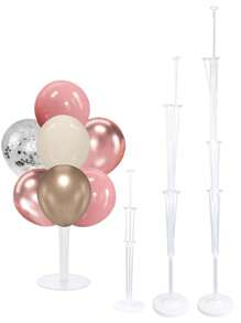 SHEIN 1 套生日气球支架套件，带底座和杆子的气球支架，适用于婚礼生日派对装饰 70/130/160 厘米底座可注水以固定气球柱 - 白色 - 查看 1