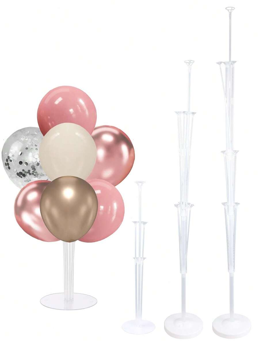 SHEIN 1 套生日气球支架套件，带底座和杆子的气球支架，适用于婚礼生日派对装饰 70/130/160 厘米底座可注水以固定气球柱 - 白色 - 查看 1