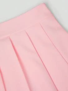 Sweetra Plus Size Fashionable And Sweet Style Sleeveless Top And Pleated Skirt 2 Pieces Set - Pink - View 10