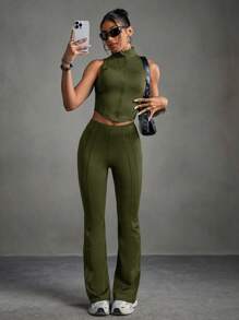 Streetz SHEIN Sport 女士运动套装 - 纯色无袖上衣和长裤