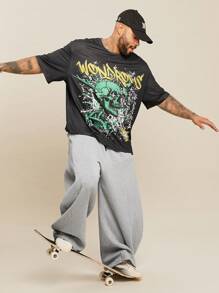 EASEVO Plus Size Men Casual Loose Knit Long Pants - Grey - View 1