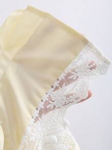Sweetra Áo khoác cardigan ôm sát cổ chữ V phối ren gợi cảm mới dành cho nữ - Màu vàng - Xem 7
