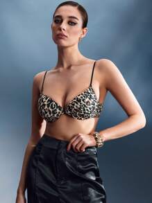 EmpressEnvy 性感前扣豹纹塑身文胸，可调节肩带，女士适用 - 彩色 - 查看 6