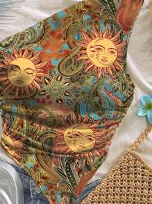 Soleia Áo phông rộng in họa tiết hoa Paisley cổ điển dành cho nữ cỡ lớn, phù hợp cho mùa hè - Nhiều màu - Xem 6