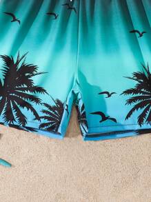 SHEIN Boys' Cute Printed Swimming Trunks, Beach & Pool Vacation Style Young Boys Clothing 4t Beach Clothes For Boys Beach Wear For Boys Beach Shorts For Boys Teen Boys Beach Clothes - Blue - View 5