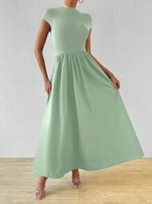 Firerie 女式新款中式短袖修身喇叭裙 - 薄荷綠 - 查看 3