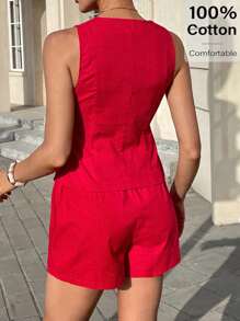 SHEIN Essnce Women Two Pieces Outfits For Daily Wear - Red - View 6