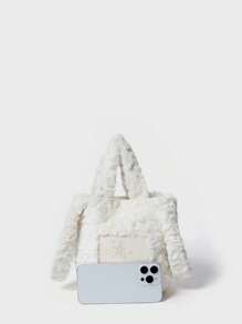 SHECARRY Street Style Sheepskin Handbag, Suitable For Commuting And Travel - Beige - View 9