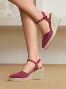 Styleloop Women's Woven Rope Platform Wedge Sandals, Vacation Style BOHO Chic Retro American Western Music Festival Party Thick Bottom Shoes