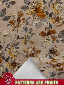 EMERY ROSE Vintage Floral Print Minimalist Casual Plus Size Sweatshirt Set, Spring & Autumn