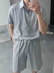 DAZY Men's Solid Gray T-Shirt And Shorts Set, Summer - Grey - View 7