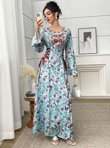 Al Najma 女士土耳其和阿拉伯风格长袍 - 藍色 - 查看 5