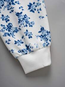 EMERY ROSE Chaqueta con cremallera con estampado floral pequeño casual, para primavera/otoño