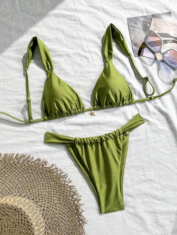 Swim Mod Set da bagno a 2 pezzi, costume da bagno sexy con stampa stelle marine, con top a triangolo e perizoma, per vacanze
