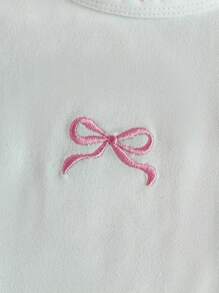 Vintaside Kids Parte superior de tirantes con cuello redondo y bordado de lazo para bebé niña, apta para ocio en casa, deportes, fiestas y otras ocasiones - Blanco - Ver 4