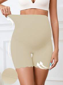 Bragas sin costuras de unicolor y cintura alta para maternidad - Albaricoque - Ver 1