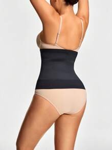 SHAPORA Women Solid Front Button Seamless Waist Cincher - Black - View 2