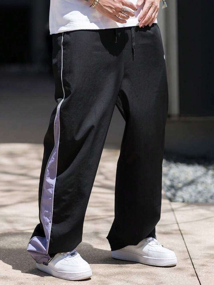 Men's Color Block Letter Print Casual Sports Pants, Spring Men Joggers