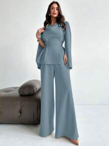 Firerie 女士日常两件套服装 - 霧霾藍 - 查看 4