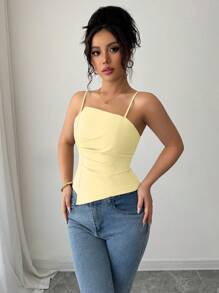 Elenzga 女士优雅褶皱设计吊带背心