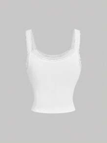SHEIN MOD Camiseta de tirantes blanca con lazo y flor 3D, de moda para verano y primavera, pantalones cortos gráficos, ropa occidental para mujer, estilo bohemio, para brunch y té - Blanco - Ver 1