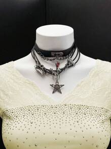 SHEIN Unity Camiseta ajustada de manga corta con cuello en V, decorada con parches de encaje y rhinestones, para el verano - Amarillo - Ver 3