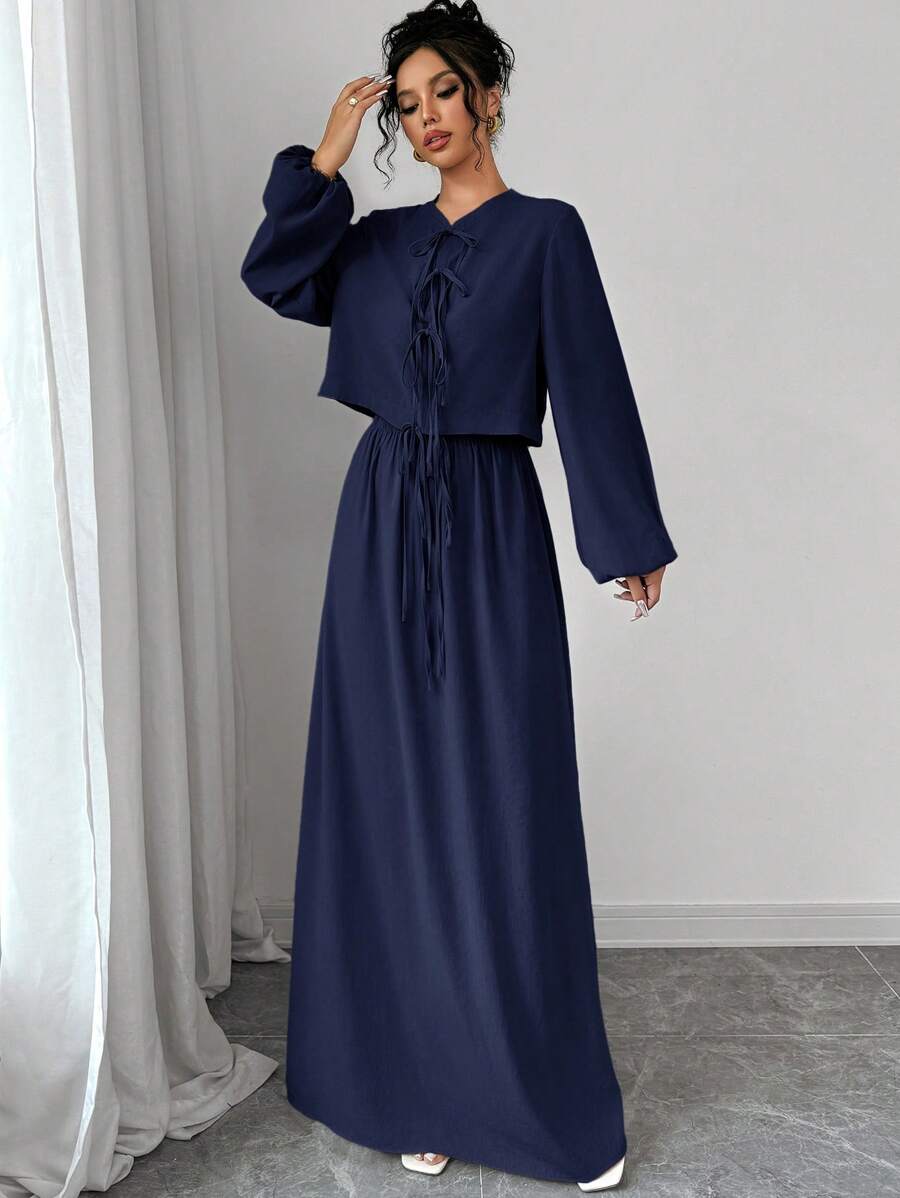 Firerie Women Two Pieces Outfits For Daily Wear - Navy Blue - View 1